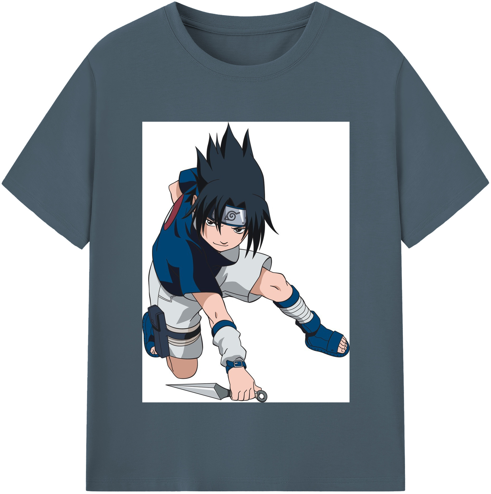 （画像用） NARUTO -ナルト- うちは サスケ Uchiha Sasuke 綿100％半袖Tシャツ（フロントプリント）